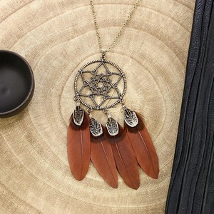 Feather Tassel <b>Necklace</b> Alloy <b>Long</b> Sweater Chain Boho Style Unisex Jewelry Gift - Product Image 3