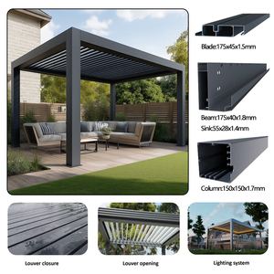 Fabricant de pergolas en aluminium sur mesure, gazebo de patio extérieur imperméable avec toit à lamelles réglables pour projet de jardin ou de villa - Product Image 3