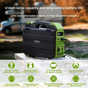 Estación de Energía Portátil de Onda Sinusoidal Pura de 1000W con Panel Solar MPPT de Iones de Litio para Exteriores, de Alta Potencia para Emergencias, con Puerto Tipo C/RV - Product Image 4