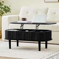 Table basse multifonctionnelle en bois cannelé avec rangement intégré, bois clair naturel, Nankang, vente en gros, mobilier de salon et de maison