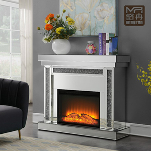 Marco <span class=keywords><strong>de</strong></span> Chimenea Eléctrica con <span class=keywords><strong>Espejo</strong></span> <span class=keywords><strong>de</strong></span> Cristal Brillante con Diseño <span class=keywords><strong>de</strong></span> Diamantes - Product Image 1