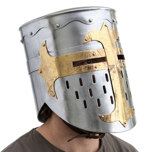 CHk Medieval Knights Templar Crusader Helmet Silver Vintage Metal Handmade Polished Armor Christmas New Year Halloween Wedding - Product Image 1