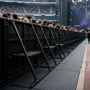 Black Powder Coated Crowd <b>Control</b> Fence, Stable <b>Standing</b> Base Supported Barricade, Easy Assembly Access <b>Control</b> Barrier for Live - Product Image 1