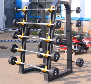 Rubber <strong>Barbell</strong> Set <strong>With</strong> 15kg and 30kg <strong>Weights</strong> Fixed <strong>Barbell</strong> for <strong>Weight</strong> Lifting - Product Image 1