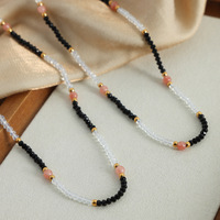 Collier de perles fait main en pierre naturelle facettée, style vintage rétro, bijoux géométriques dorés de luxe léger pour femmes, vente en gros