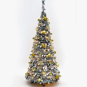 Hete Verkoop 1.5/1.8/2.1 Telescopische Opvouwbare Lichtgevende Flocking Pagode Vormige Fabriek Direct Van Grensoverschrijdende Kerstboom - Product Image 5