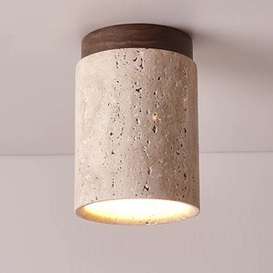 Wabi Sabi Décor <span class=keywords><strong>Plafonnier</strong></span> Foyer Balcon Couloir Jaune Travertin Downlight E27 Hôtel Maison Séjour Restaurant Marbre Lumières - Product Image 1