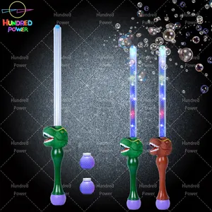 Electric Glowing Dino Sword LED Flashing Light Bubble Magic Wand Toy With Music