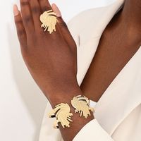 Nouveauté 2024, bijoux de mode bohème, bracelet ouvert en alliage métallique couleur or, ensemble de bagues pour femmes et hommes