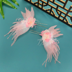 Nouvelle pince à cheveux perforée, design original, motif queue de phénix rose et papillon, pour maquillage et coiffure faits main, séance photo, et jupe style « visage de cheval » - Product Image 4