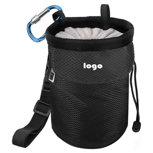 Ceinture réglable avec sac à craie d'escalade, poches zippées anti-fuite à cordon de serrage, mousqueton et logo personnalisé - Product Image 1