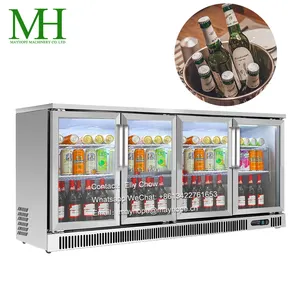 Vier Glastüren Silver Bar Kühlschrank Bar Counter Bier Display Kühlschrank Bier kühler