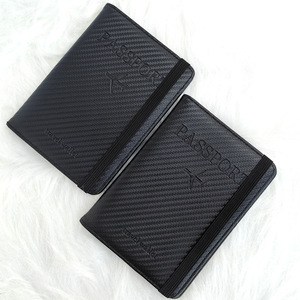 Wholesale Carbon Fibre PU Leather <strong>RFID</strong> <strong>Blocking</strong> Travel Passport Holder <strong>Wallet</strong> With Ticket and ID Card Slots - Product Image 3