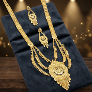 Wholesale 14K 18K 24K Micro Gold Floral Design Rani Haar Necklaces Set Indian Wedding Jewelry Set Fashion Brass Gold Jewelry Set - Product Image 4