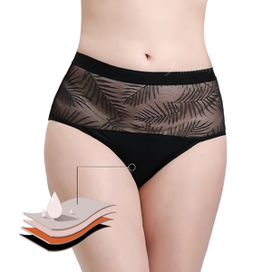Braguitas Menstruales Green Envoy con Diseño de Encaje y Estampado de Plantas, <span class=keywords><strong>Bombacha</strong></span> de 4 Capas de Secado Rápido a Prueba de Fugas, Oeko - Product Image 3