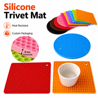 Sous-plat en silicone alvéolé de 8 mm d'épaisseur avec logo personnalisé, résistant à la chaleur, antidérapant, rond ou carré, pour cuisine et table
