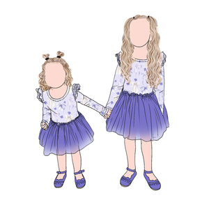 Vestito Tutu per Bambina Little Glow Kid Personalizzato con Maniche Lunghe, Pieghe Arricciate, 2 Strati di Tulle e Maniche a Sbuffo - Product Image 1