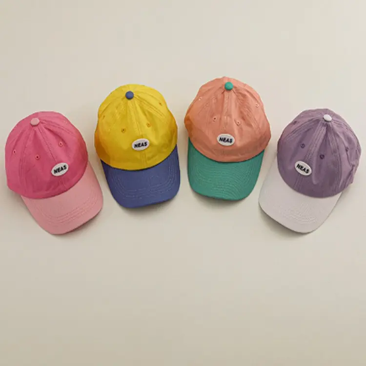 F-2355 однотонные летние шляпы для девочек и мальчиков, модные корейские шляпы ярких цветов, дизайнерские 2024 детские бейсболки