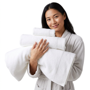 ผ้าขนหนูเทอร์รี่ขายส่ง 100% ผ้าฝ้าย นุ่ม ซึมซับดี แห้งเร็ว สำหรับโรงแรม สปา และใช้ในบ้าน จำหน่ายจำนวนมาก - Product Image 1