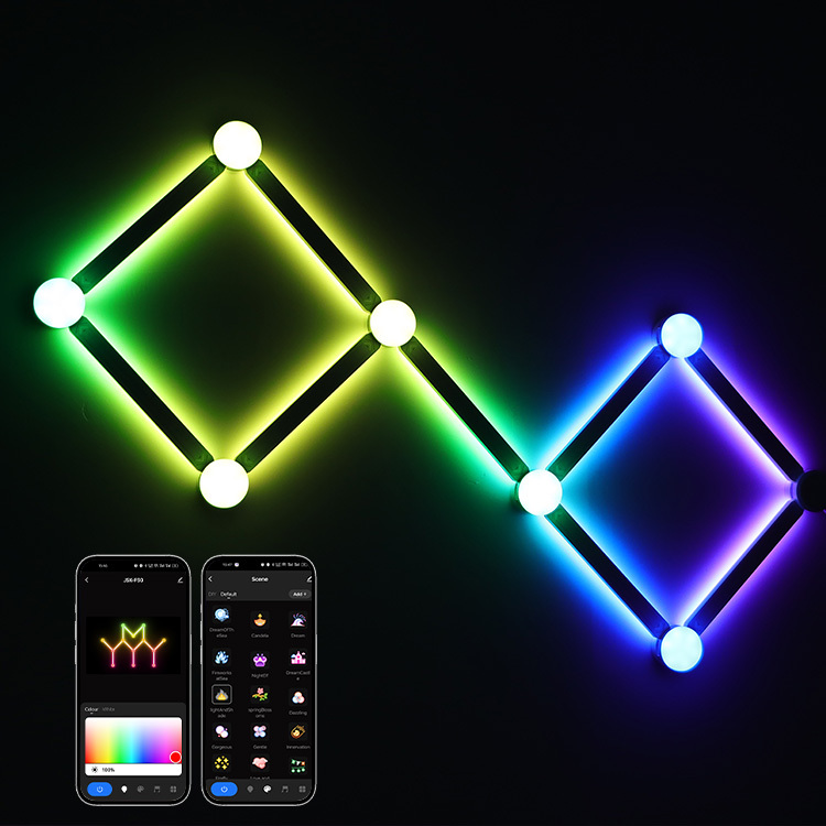 USB-Powered WiFi RGB Smart Wall Modern LED Music Sync Rhythm Mode White Shade Bedroom Living Room Party Decoration DIY