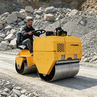 Petit Compacteur à Rouleaux Pratique, Autoporté, Rouleau Compresseur Routier à Double Tambour, Compacteur de Sol à Force d'Excitation de 2 Tonnes, Rouleau Compresseur de Roche