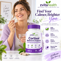 Complément de Soutien au Cortisol Marque Blanche, Extrait de Basilic Sacré 600mg par Portion, 120 Capsules Végétaliennes pour la Relaxation