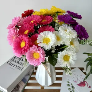 Meilan ดอกไม้ประดิษฐ์ดอกทานตะวันทำจากผ้าไหมดอกไม้ประดิษฐ์จากจีน6หัวสำหรับตกแต่งบ้านงานแต่งงานในร่ม