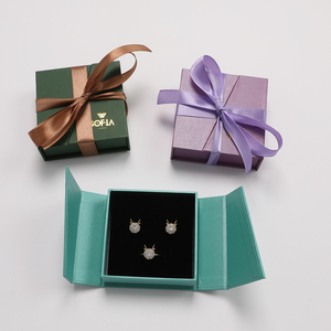 Custom Logo Ribbon Jewelry Box Earrings Necklace Bracelet <b>Rings</b> Jewelry <b>Storage</b> Box Double-Open Packaging Box - Product Image 6