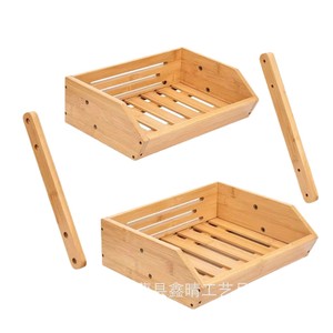 Estante de almacenamiento de frutas y verduras de bambú y madera para cocina, estante multifuncional de madera de varias capas, desmontable de madera maciza - Product Image 5