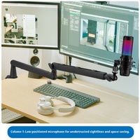 Bras de microphone réglable haut de gamme et support pour téléphone |   Support universel à bras articulé pour diffusion en direct et enregistrement, profil bas