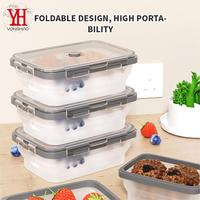 Boîte à lunch pliable réutilisable en silicone de qualité alimentaire 100% sans BPA, boîte à lunch hermétique, contenants de stockage alimentaire pliables