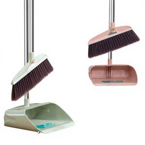 Ensemble <span class=keywords><strong>balai</strong></span> <span class=keywords><strong>et</strong></span> pelle d'intérieur nouvellement amélioré, manche en acier inoxydable avec support en plastique pour le nettoyage à domicile en extérieur - Product Image 2