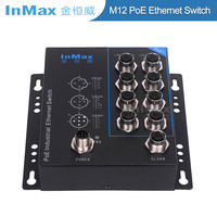 InMax Fabricant Commutateur M12 D-code EN50155 Commutateur de réseau Ethernet industriel ferroviaire 8 ports 10/100Mbps PoE M12