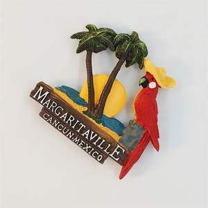 Personnalisé Mexique <span class=keywords><strong>Cancun</strong></span> Creative Chapeau Perroquet <span class=keywords><strong>Voyage</strong></span> Souvenir 3D Peint À La Main Décor À La Maison Magnétique Réfrigérateur Aimant pour La Maison Déco - Product Image 3