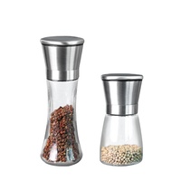 Moulin à sel et à poivre manuel en verre transparent de 180 ml de haute qualité pour la cuisine – Vente en gros à chaud