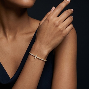 Bracciale Tennis in <span class=keywords><strong>Acciaio</strong></span> Inossidabile 316 con 26 Lettere dell'Alfabeto e Zirconi Cubici 5A, Placcato Oro 18K PVD, Gioiello Versatile di Lusso per Donne - Product Image 4