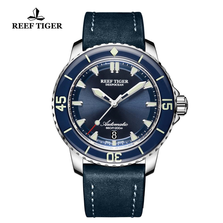 REEF TIGER クォーツ腕時計 青 Wholesale-REEF-TIGER-RGA3069-