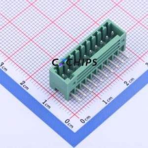 DB2ERC-2.5-10P-GN Plug-in Terminal Block Bent Lead Through Hole,P=2.5mm Board-to-Board / Socket - Closed 1x10P 2.5mm Green - Product Image 1