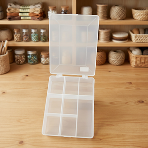 DK-615 8 Compartment Storage <b>Box</b> | Clear Plastic Storage <b>Box</b> with 8 Compartments Organizing Case for <b>Small</b> Items Desk Organizer - Product Image 2