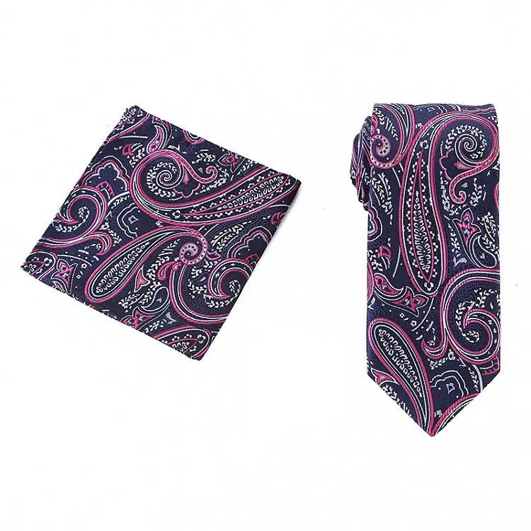 Gravata jacquard masculina de pescoço, conjunto de gravatas e lenços para homens, com caixa de presente