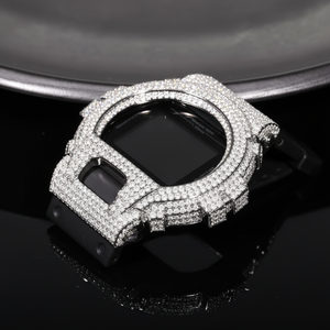 Boîtier de montre de luxe en moissanite sertie de diamants pour DW-6900, en laiton massif, avec lunette entièrement sertie de diamants, passe le testeur de diamants, accessoire de montre - Product Image 6