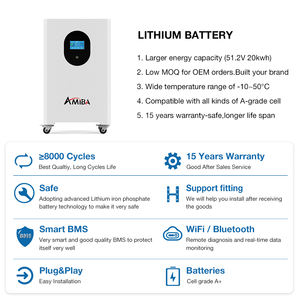 BMS 및 휠이있는 하이브리드 그리드 가정용 태양광 시스템용 <span class=keywords><strong>24V</strong></span> 15KWh LiFePO4 배터리 팩 - Product Image 5