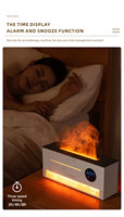 Diffuseur d'arômes intelligent à effet flamme de sel de cristal, humidificateur ultrasonique d'huiles essentielles, horloge numérique et minuteur, diffuseur de parfum de bureau
