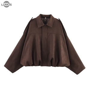 Blouson Bomber Chic en Daim Lumos pour <span class=keywords><strong>Femme</strong></span>, Nouvelle Collection Printemps 2025, avec Col Revers, Manches Longues, Style Vintage, Vêtement d'Extérieur Féminin Élégant - Product Image 3