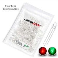 100 pièces F5 5mm LED Diode électroluminescente ampoule bicolore rouge vert Anode commune Cathode Transparent Diffusé Micro indicateur 3V