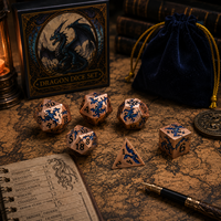 Vente en gros de dés métalliques D&D avec motif de dragon bleu, dés métalliques D&D pour Dungeons and Dragons, dés polyédriques personnalisés pour jeux de rôle