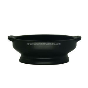 Bol en céramique classique <span class=keywords><strong>noir</strong></span> <span class=keywords><strong>mat</strong></span> pour plats traditionnels éthiopiens Tabia et Shekla, plat à viande éthiopien pour KITFO - Product Image 3