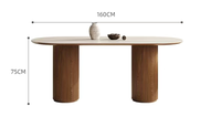 Table à manger ovale moderne en bois massif avec plateau en pierre frittée, résistante aux hautes températures, design minimaliste et luxueux pour restaurant