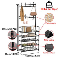 Porte-vêtements et sacs intégré pour la maison, support de rangement sur pied à quatre à cinq niveaux pour manteaux, étagère pliante pour chambre à coucher