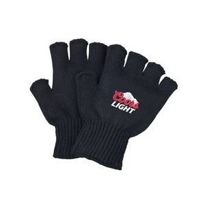 Gants en tricot personnalisés avec logo sportif, cadeau promotionnel, gants en tricot noir uni sans doigts, unisexe, gants de ski d'hiver à demi-doigts - Product Image 1
